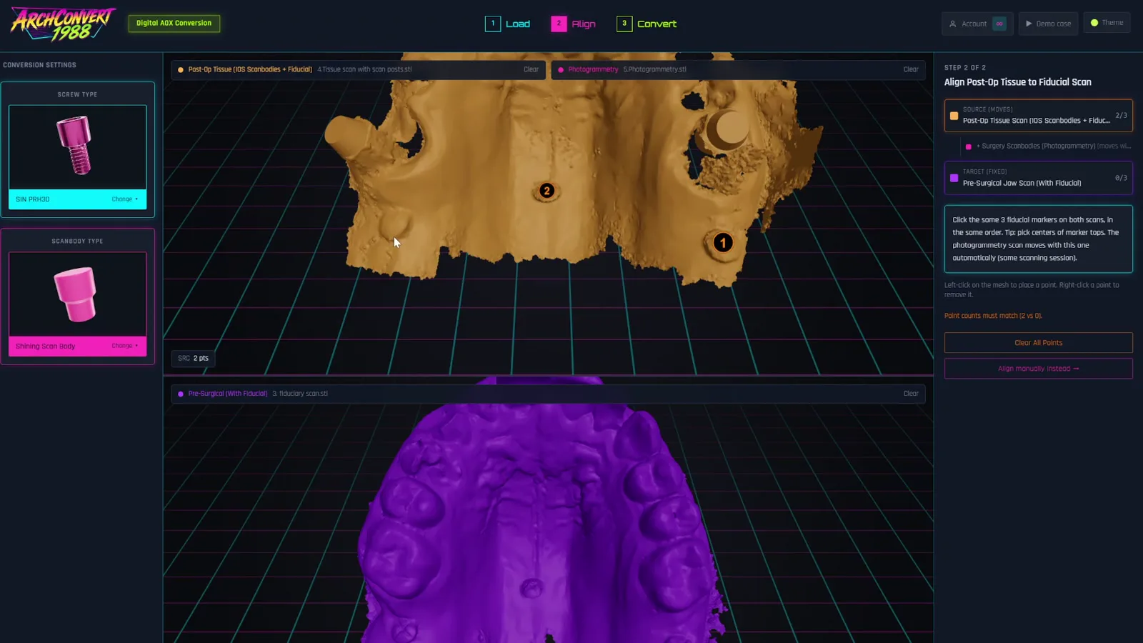 Align step: manual gizmo with live match heatmap and ICP refinement